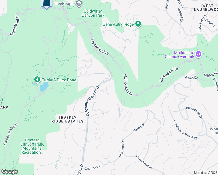 map of restaurants, bars, coffee shops, grocery stores, and more near 2630 Eden Place in Beverly Hills