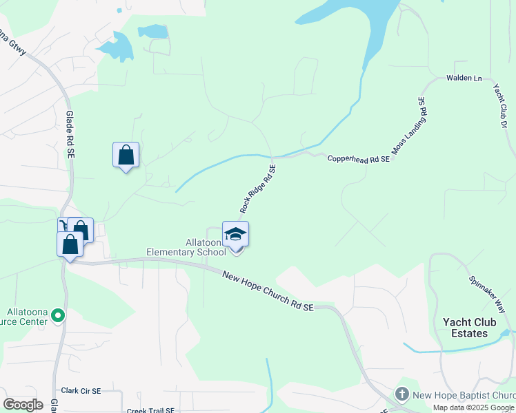 map of restaurants, bars, coffee shops, grocery stores, and more near 6746 Rock Ridge Road Southeast in Acworth