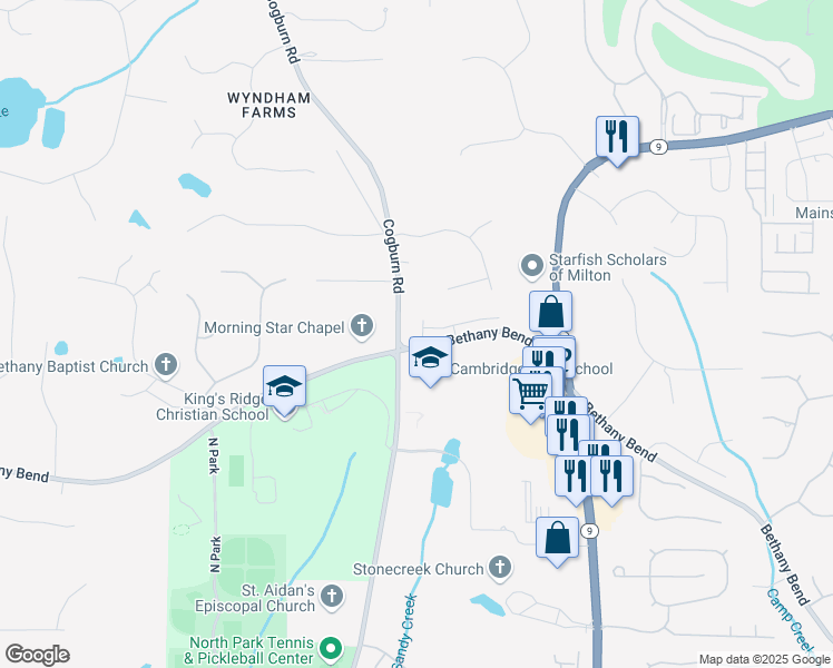 map of restaurants, bars, coffee shops, grocery stores, and more near 115 Walkers Court in Milton
