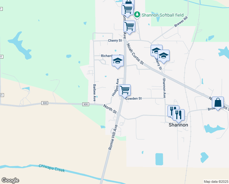 map of restaurants, bars, coffee shops, grocery stores, and more near 125 Hodges Avenue in Shannon