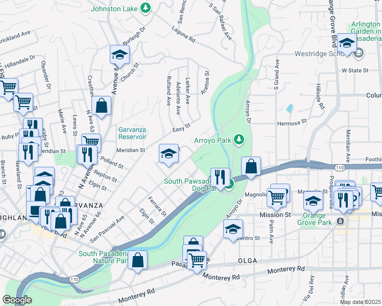 map of restaurants, bars, coffee shops, grocery stores, and more near 6720 Comet Street in Los Angeles