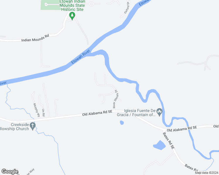 map of restaurants, bars, coffee shops, grocery stores, and more near 26 River Shoals Drive in Cartersville