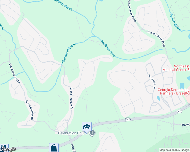 map of restaurants, bars, coffee shops, grocery stores, and more near 5941 Deer Chase Lane in Hoschton