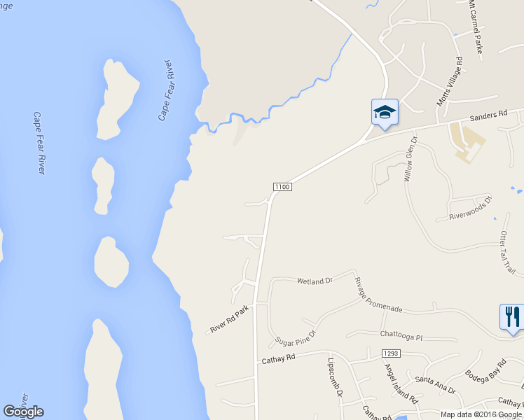 map of restaurants, bars, coffee shops, grocery stores, and more near 104 Turtle Cay Drive in Wilmington