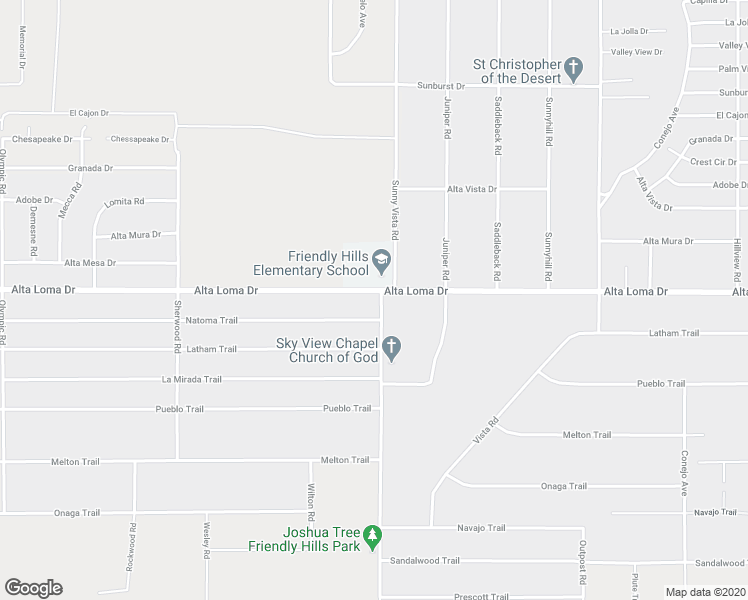 map of restaurants, bars, coffee shops, grocery stores, and more near 60885 Alta Loma Drive in Joshua Tree