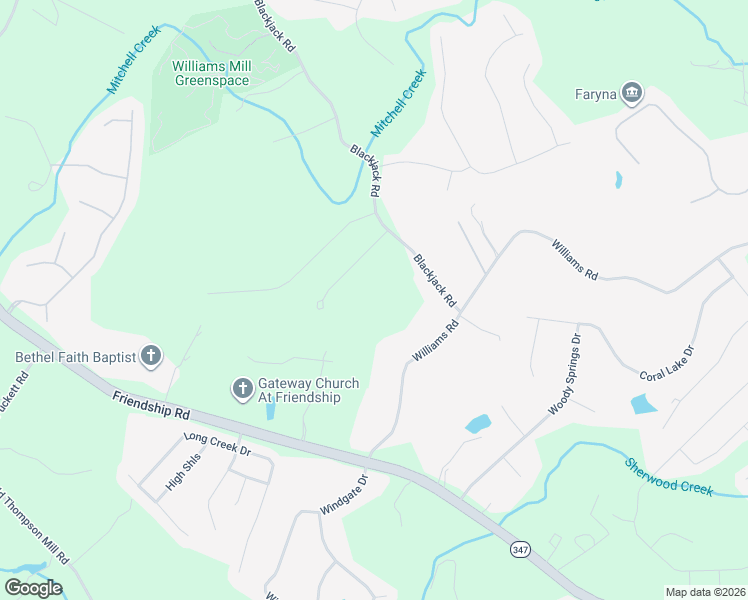 map of restaurants, bars, coffee shops, grocery stores, and more near 6350 Blackjack Road in Flowery Branch