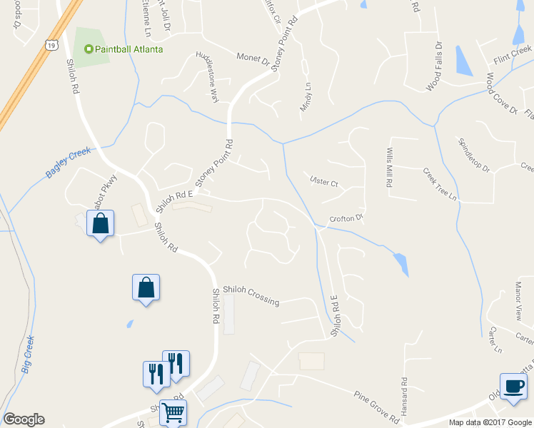 map of restaurants, bars, coffee shops, grocery stores, and more near 6341 Kristensen Court in Alpharetta