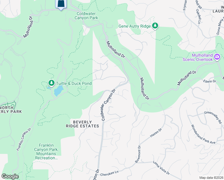 map of restaurants, bars, coffee shops, grocery stores, and more near 1 Beverly Ridge Terrace in Beverly Hills