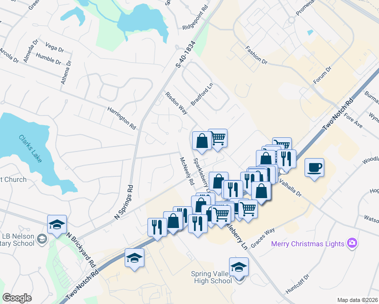 map of restaurants, bars, coffee shops, grocery stores, and more near 1060 Sparkleberry Lane Extension in Columbia