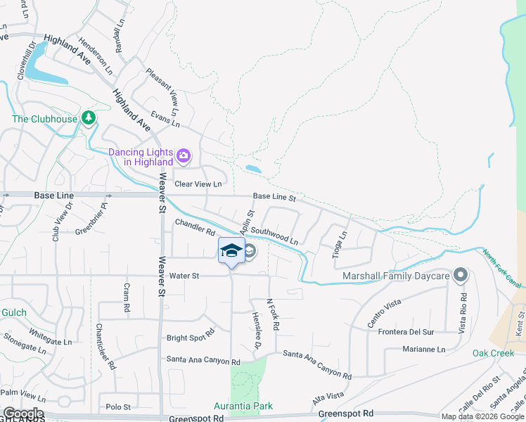 map of restaurants, bars, coffee shops, grocery stores, and more near 7330 Westwood Lane in Highland