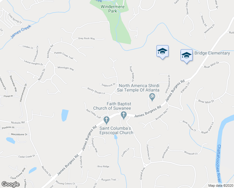 map of restaurants, bars, coffee shops, grocery stores, and more near Smoketree Terrace in Suwanee