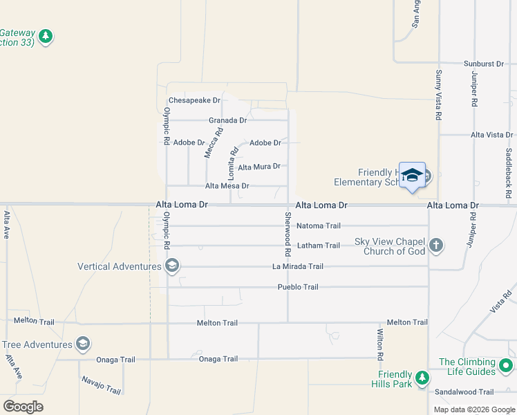 map of restaurants, bars, coffee shops, grocery stores, and more near 60413 Alta Loma Drive in Joshua Tree
