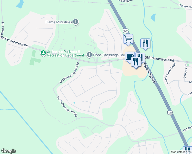 map of restaurants, bars, coffee shops, grocery stores, and more near 31 Azalea Way in Jefferson
