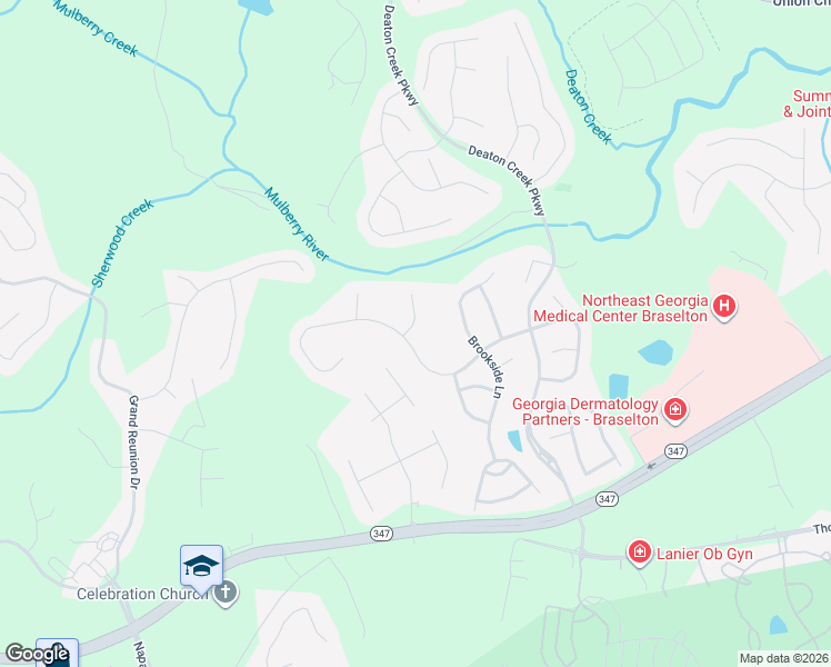 map of restaurants, bars, coffee shops, grocery stores, and more near 6308 Thunder Ridge Circle in Hoschton