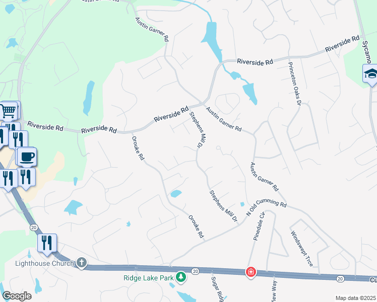 map of restaurants, bars, coffee shops, grocery stores, and more near 845 Johnson Mill Terrace in Buford