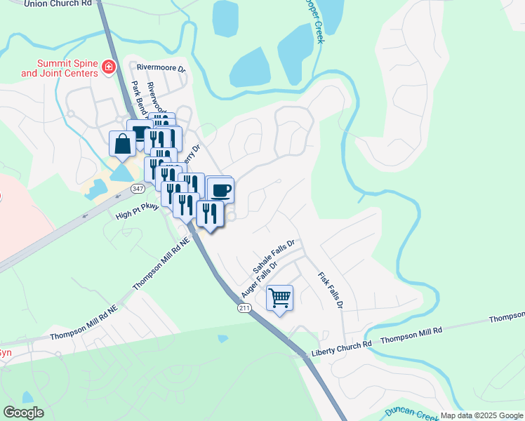 map of restaurants, bars, coffee shops, grocery stores, and more near 6481 Whitebeam Trail in Braselton