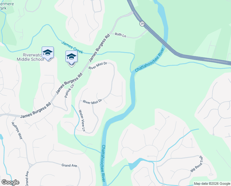 map of restaurants, bars, coffee shops, grocery stores, and more near 715 River Ridge Lane in Suwanee