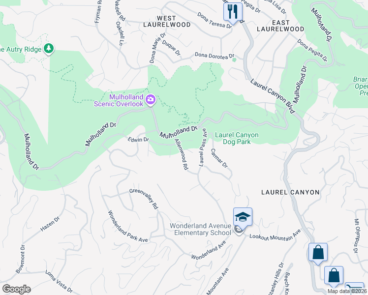 map of restaurants, bars, coffee shops, grocery stores, and more near 8437 Coreyell Place in Los Angeles