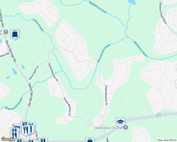 map of restaurants, bars, coffee shops, grocery stores, and more near 5925 Ash Hill Place in Hoschton
