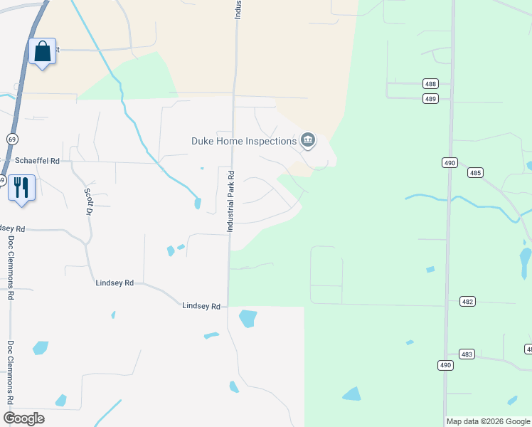 map of restaurants, bars, coffee shops, grocery stores, and more near 1115 Brownstone Way Southwest in Cullman
