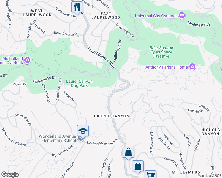 map of restaurants, bars, coffee shops, grocery stores, and more near 8116 Amor Road in Los Angeles
