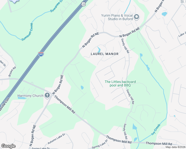 map of restaurants, bars, coffee shops, grocery stores, and more near 4236 Cami Way Northeast in Buford