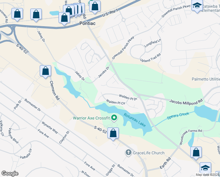 map of restaurants, bars, coffee shops, grocery stores, and more near 880 Spears Dr in Elgin