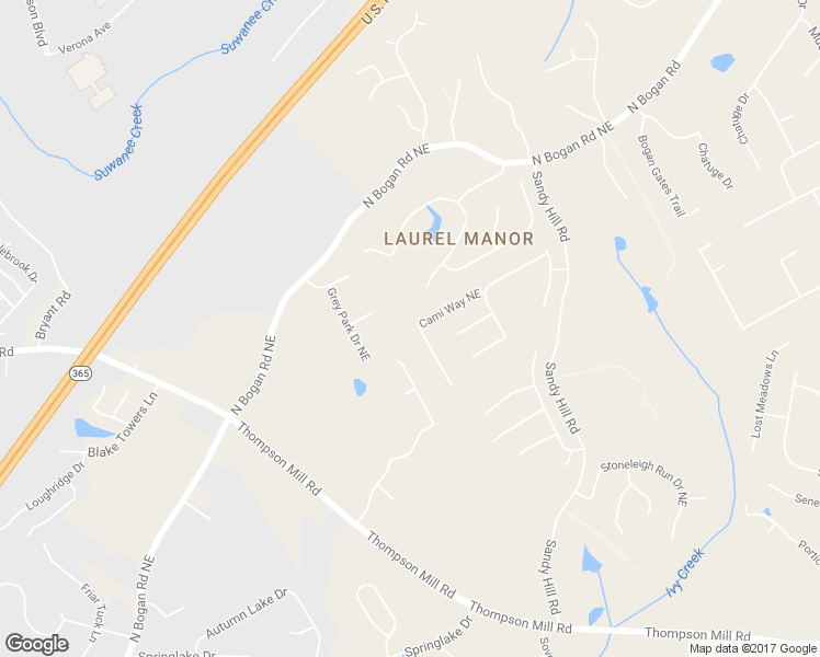 map of restaurants, bars, coffee shops, grocery stores, and more near 4236 Cami Way Northeast in Buford
