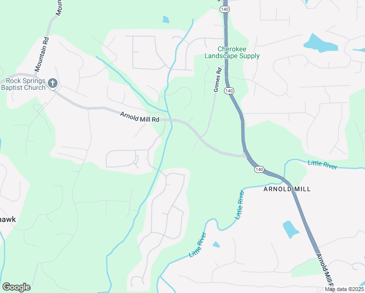 map of restaurants, bars, coffee shops, grocery stores, and more near 1058 Arnold Mill Road in Woodstock