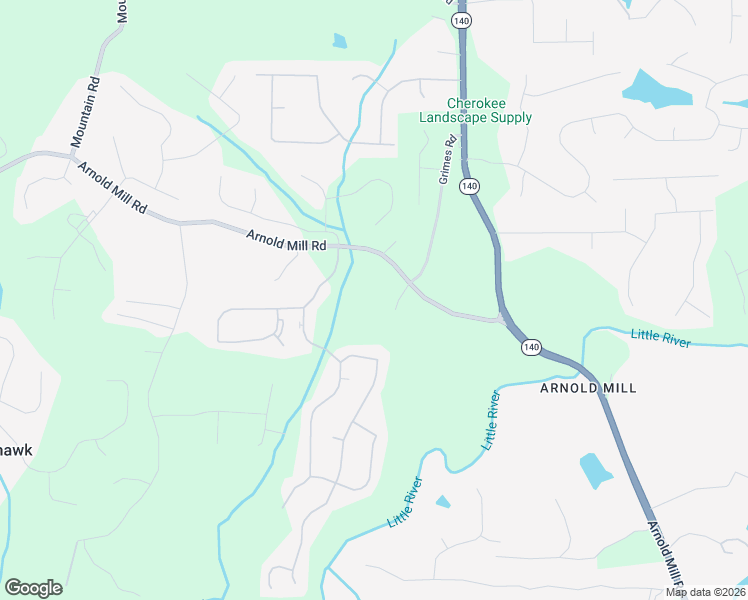 map of restaurants, bars, coffee shops, grocery stores, and more near 1058 Arnold Mill Road in Woodstock