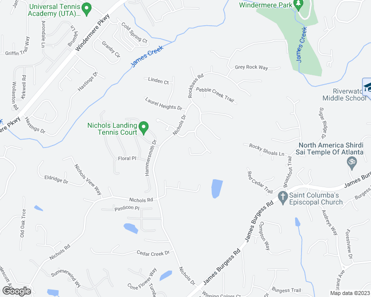 map of restaurants, bars, coffee shops, grocery stores, and more near 415 Blackwood Lane in Suwanee