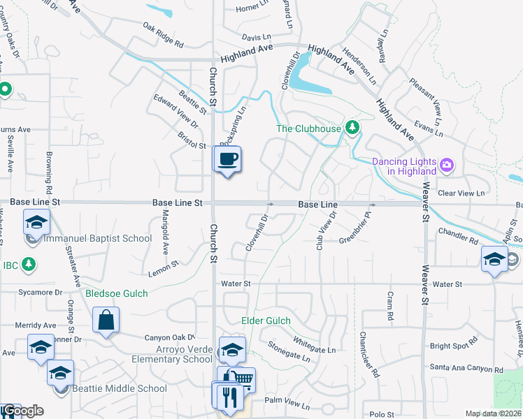 map of restaurants, bars, coffee shops, grocery stores, and more near 28930 Shadow Creek Lane in Highland