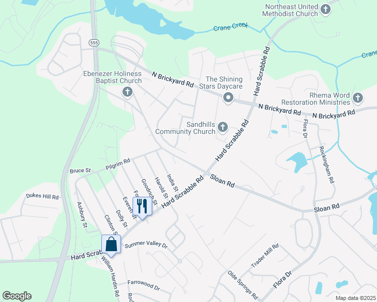 map of restaurants, bars, coffee shops, grocery stores, and more near 509 Angus Drive in Columbia