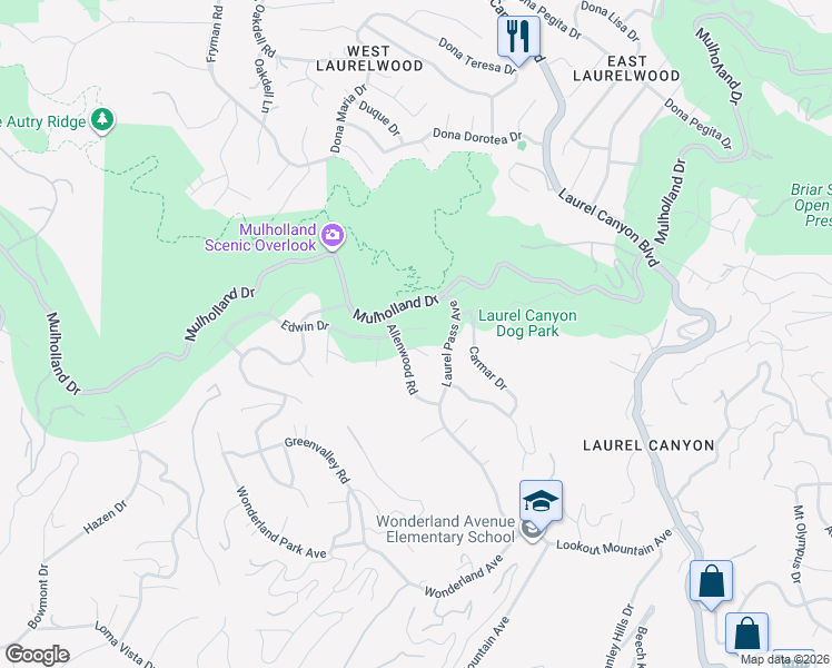 map of restaurants, bars, coffee shops, grocery stores, and more near 8414 Edwin Drive in Los Angeles