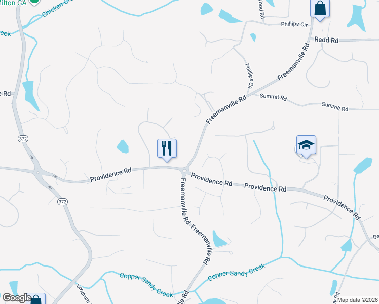 map of restaurants, bars, coffee shops, grocery stores, and more near 13955 Freemanville Road in Alpharetta