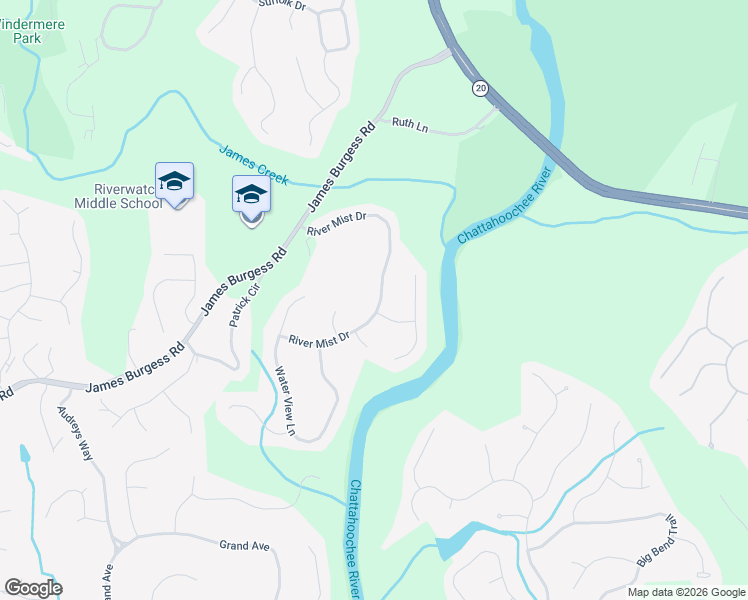 map of restaurants, bars, coffee shops, grocery stores, and more near 630 River Mist Drive in Suwanee