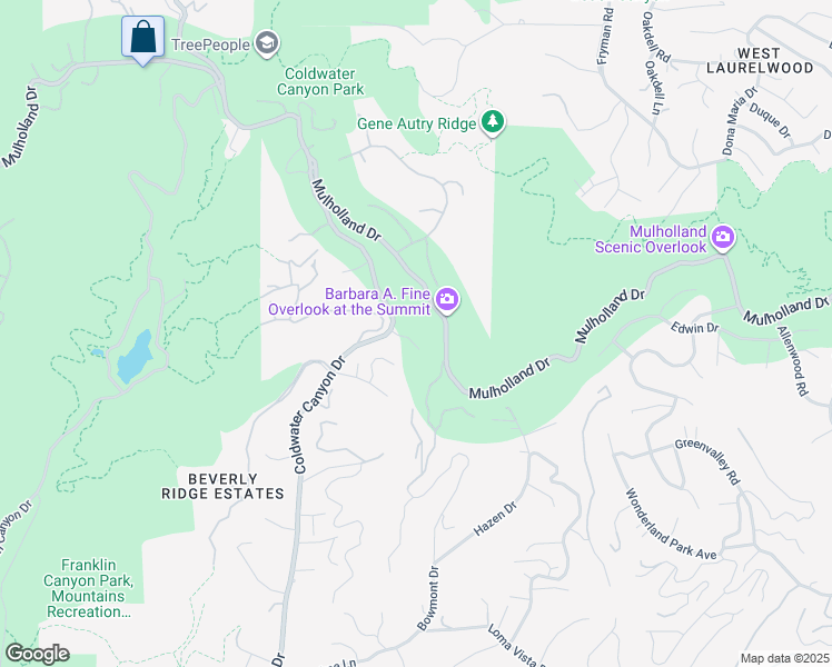 map of restaurants, bars, coffee shops, grocery stores, and more near 9451 Hidden Valley Place in Beverly Hills