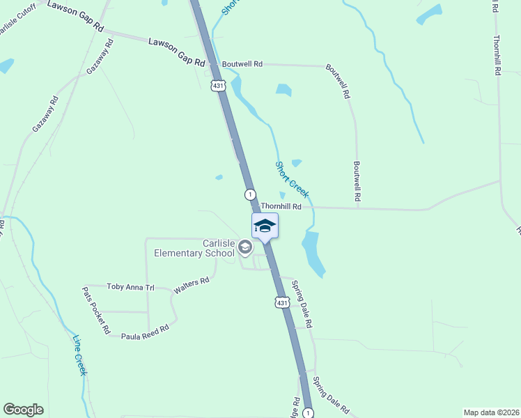 map of restaurants, bars, coffee shops, grocery stores, and more near 51 Thornhill Road in Boaz