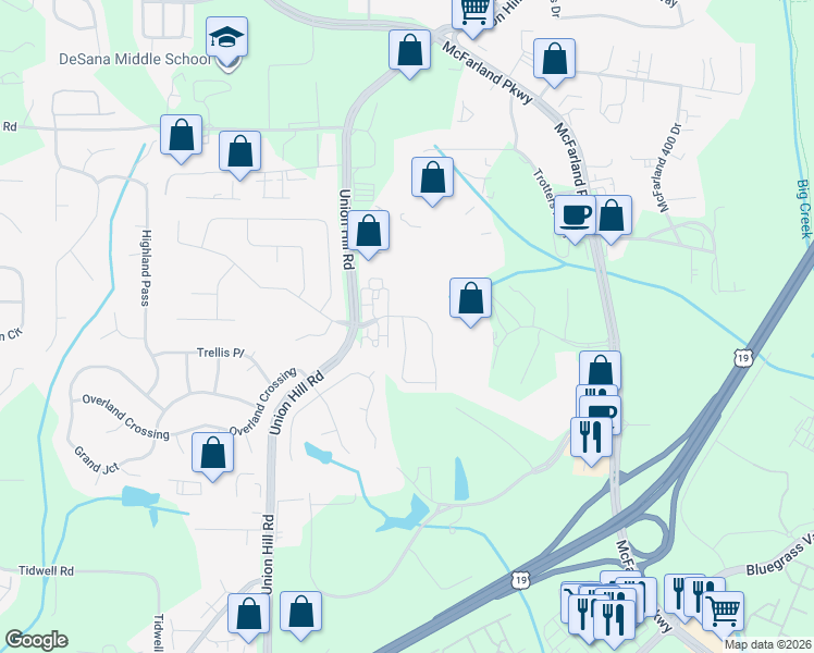 map of restaurants, bars, coffee shops, grocery stores, and more near 1345 Winshire Cove in Alpharetta