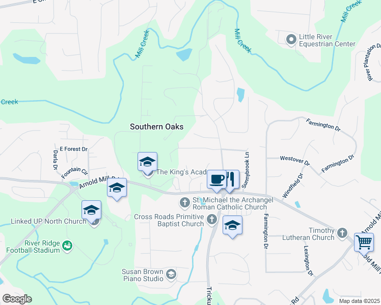 map of restaurants, bars, coffee shops, grocery stores, and more near 113 Hillmont Drive in Woodstock