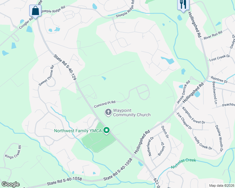 map of restaurants, bars, coffee shops, grocery stores, and more near 213 Concord Place Road in Irmo