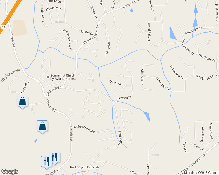 map of restaurants, bars, coffee shops, grocery stores, and more near 6830 Milbury Ct in Alpharetta