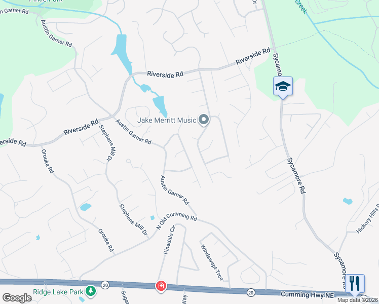 map of restaurants, bars, coffee shops, grocery stores, and more near 5635 Sugar Crossing Drive in Buford
