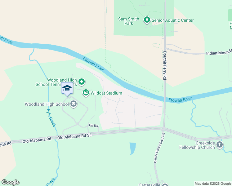 map of restaurants, bars, coffee shops, grocery stores, and more near 11 Tabasco Cat Court in Cartersville
