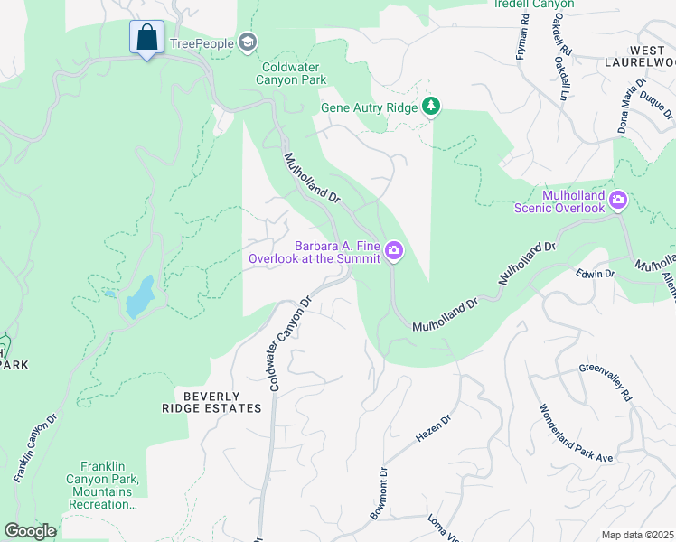 map of restaurants, bars, coffee shops, grocery stores, and more near 9520 Hidden Valley Road in Beverly Hills