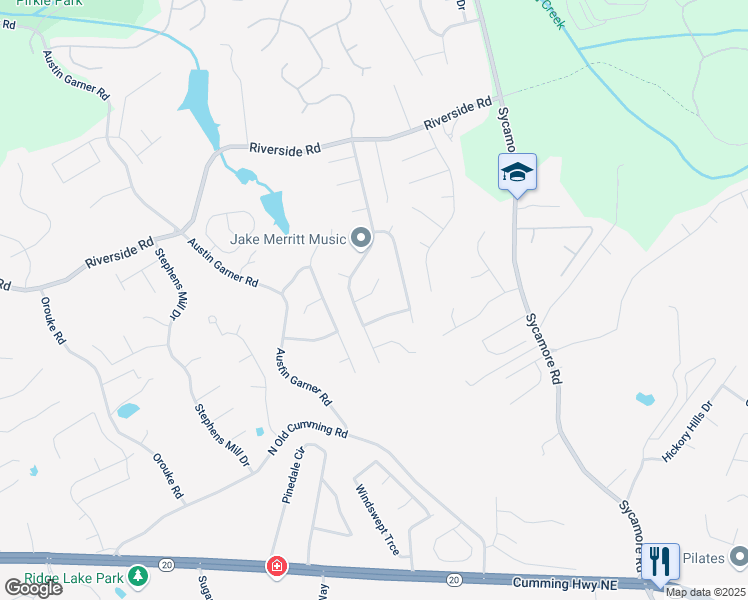 map of restaurants, bars, coffee shops, grocery stores, and more near 1029 Megan Court in Sugar Hill