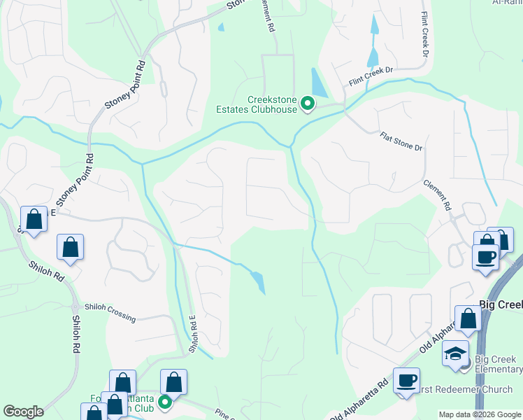 map of restaurants, bars, coffee shops, grocery stores, and more near 3020 Wills Mill Road in Cumming