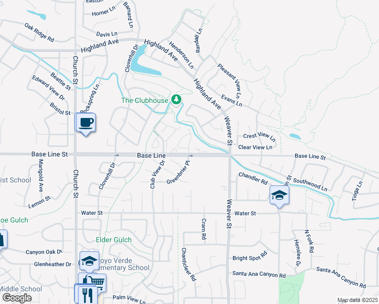 map of restaurants, bars, coffee shops, grocery stores, and more near 7148 Paul Green Drive in Highland