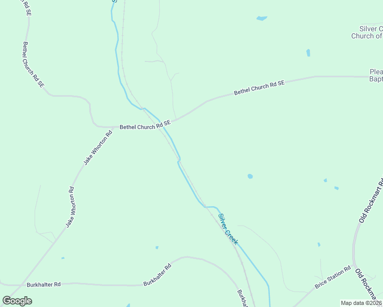 map of restaurants, bars, coffee shops, grocery stores, and more near 850 Bethel Church Road Southeast in Silver Creek