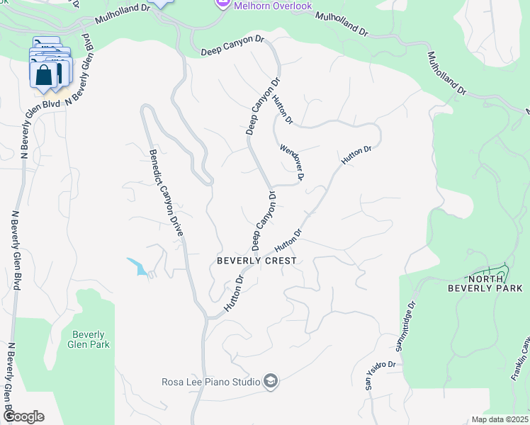 map of restaurants, bars, coffee shops, grocery stores, and more near 2709 Deep Canyon Drive in Beverly Hills